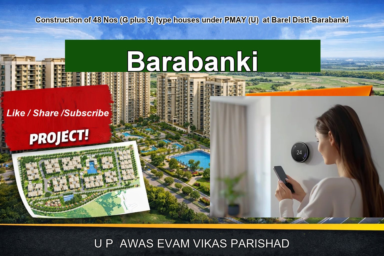 Construction of 48 Nos (G plus 3) type houses under PMAY (U) at Barel Distt-Barabanki